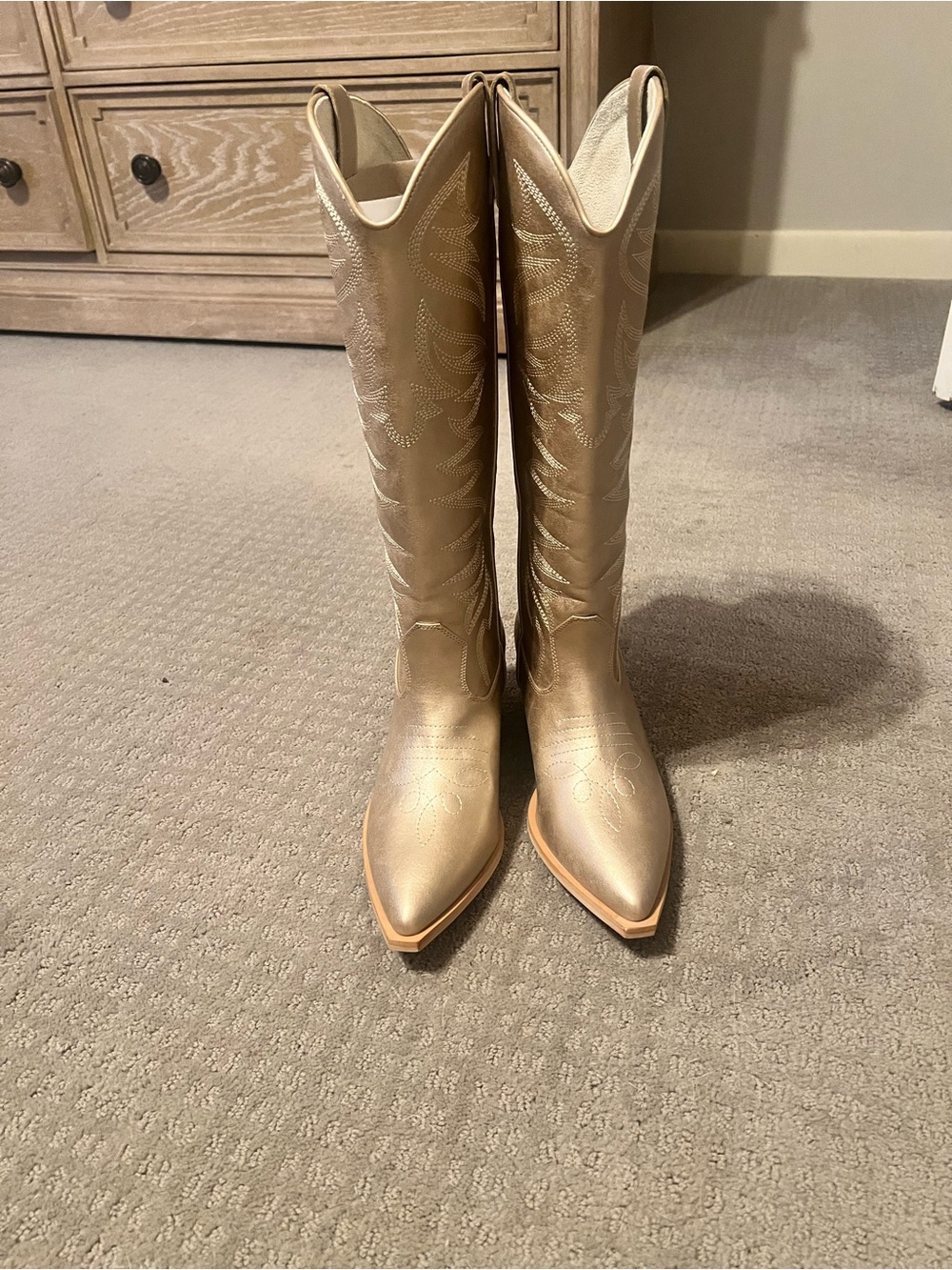 ShuShop Gold Tall Western Over-The-Knee Boots